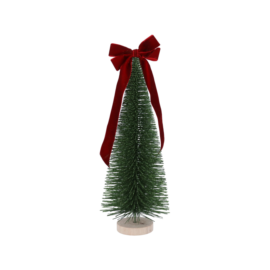 Bristle Christmas Tree with Red Bow 38cm