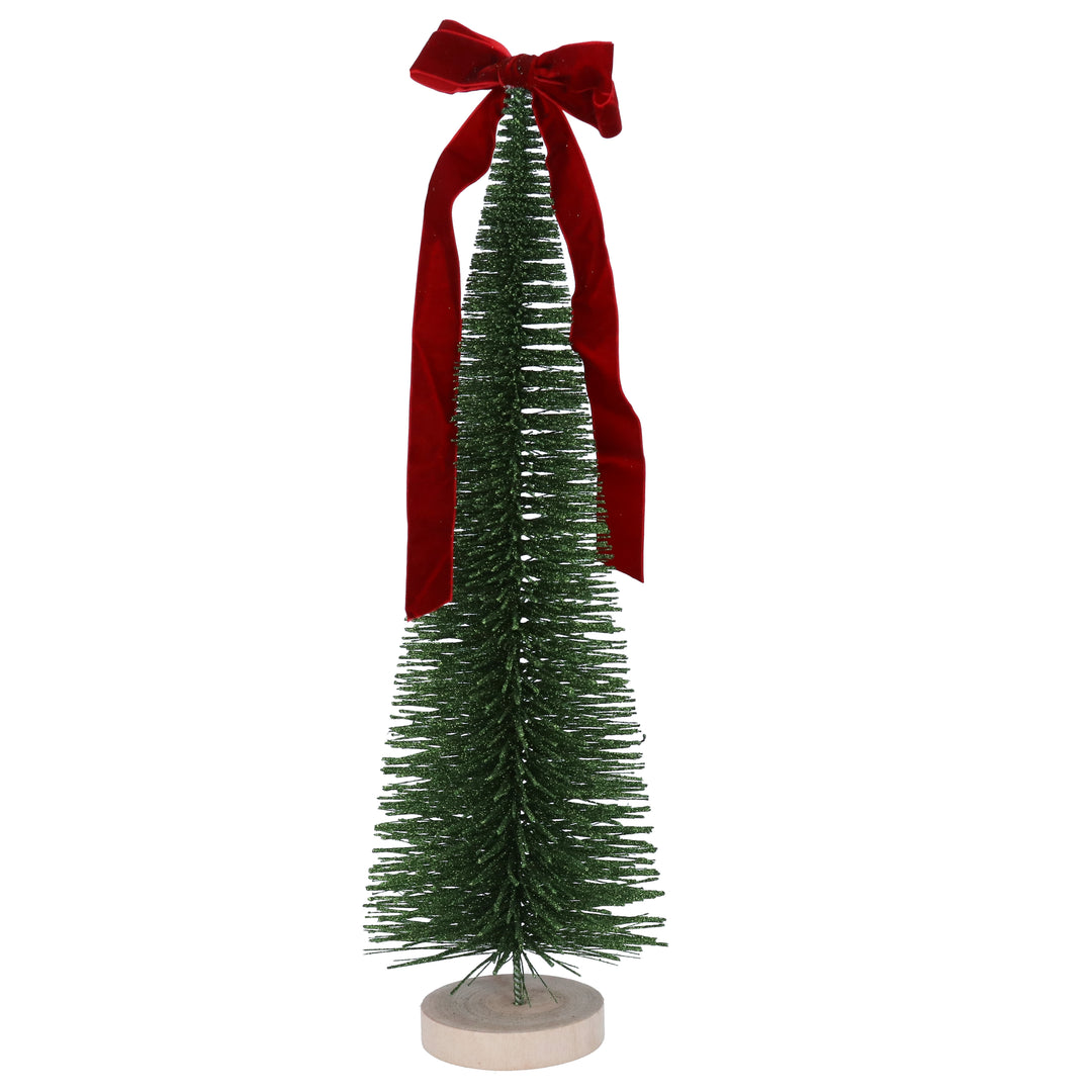 Bristle Christmas Tree with Red Bow 53cm