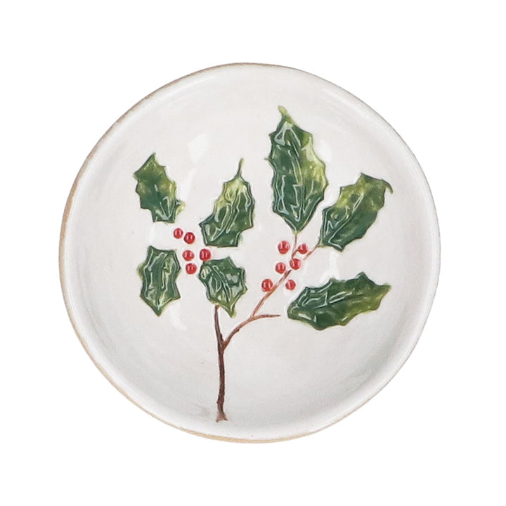 Holly &amp; Red Berries Small Stoneware Bowl - 11cm