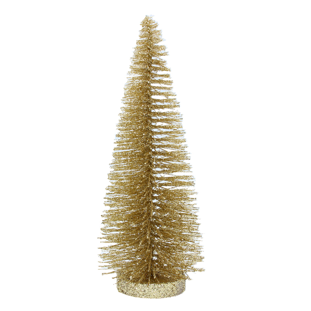 Small gold glitter brush tree for Christmas, designed by Gisela Graham, with a festive gold glitter finish.