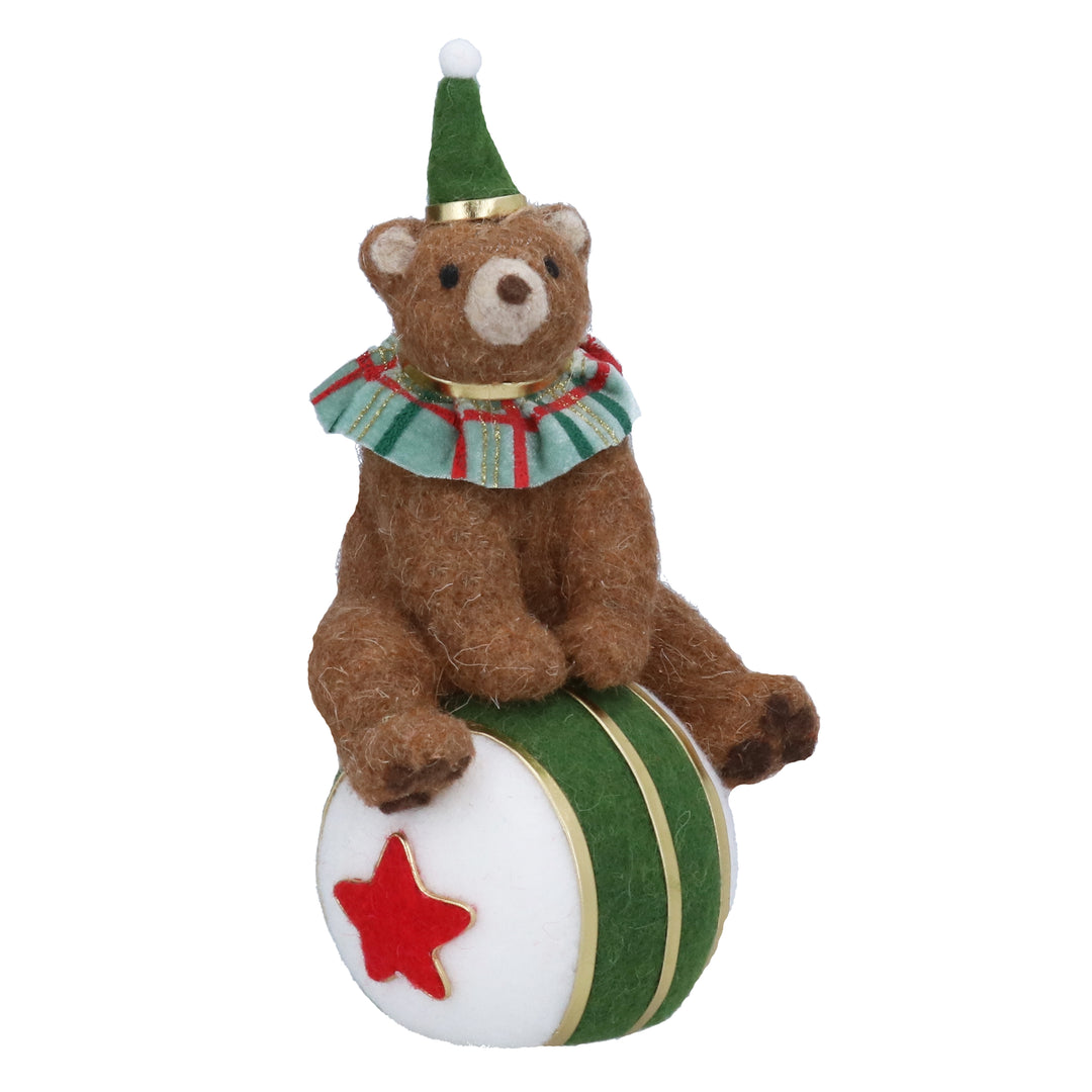Bear on Ball Fabric Christmas Ornament 27cm