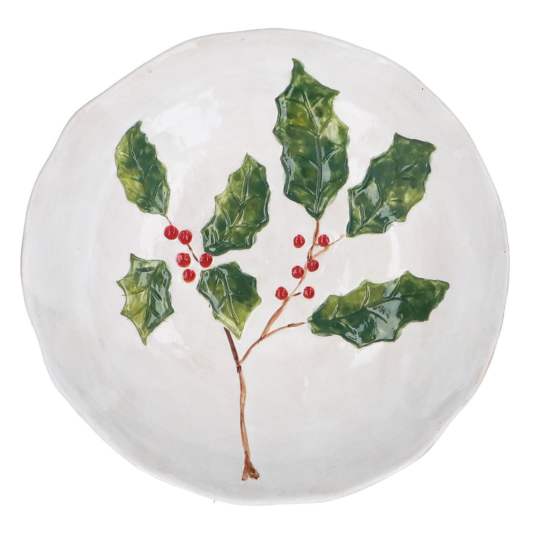 Holly &amp; Berries Stoneware Pasta Bowl
