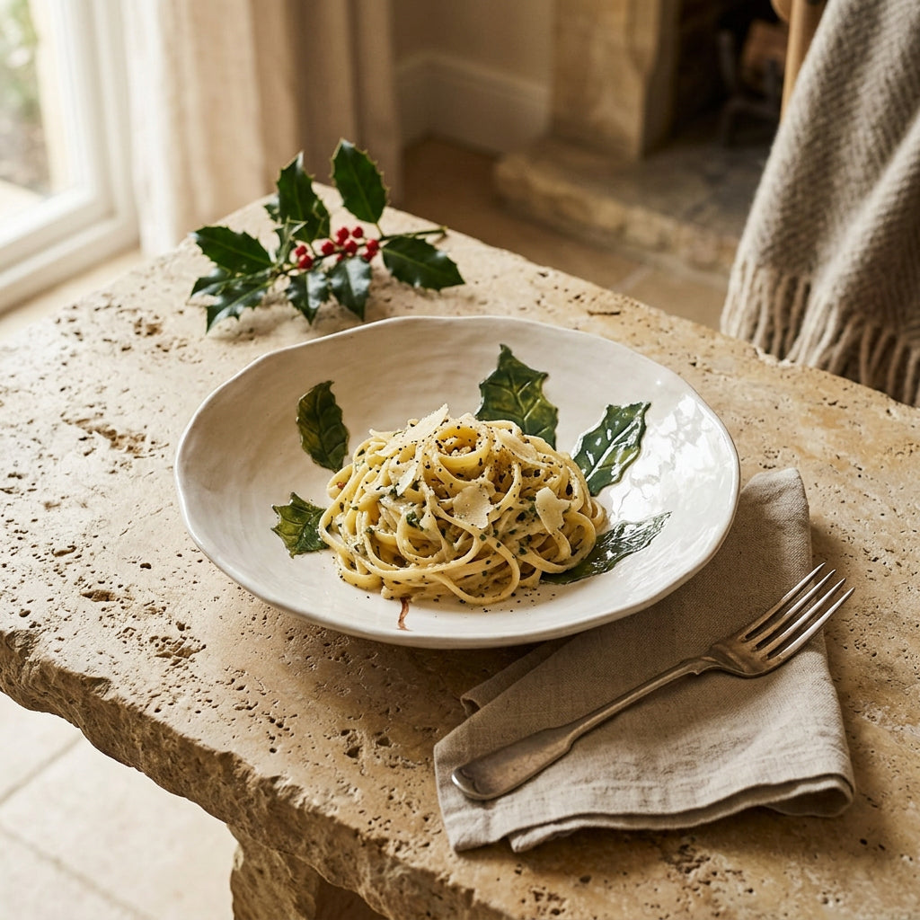 Holly &amp; Berries Stoneware Pasta Bowl