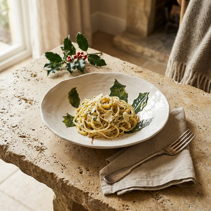 Holly &amp; Berries Stoneware Pasta Bowl
