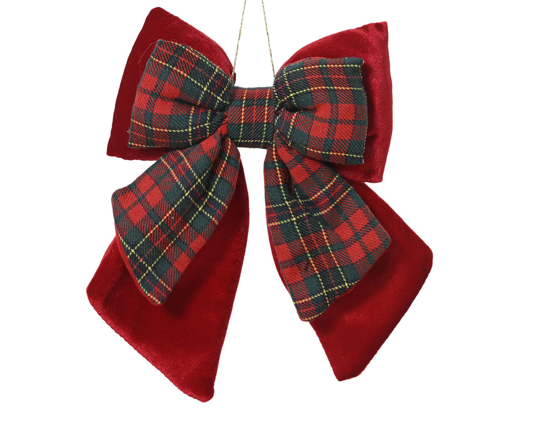 Tartan &amp; Velvet Hanging Bow