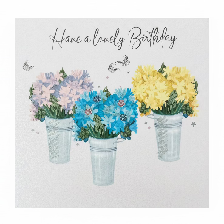 3 Pots Hyacinths Card