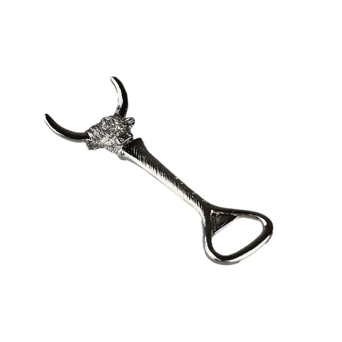Selbrae House Highland Cow bottle opener with detailed Highland cow design, made by Cornucopia Home and Gift.