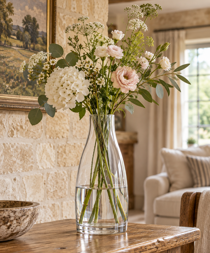 Flower Kiln Vase H31cm Clear