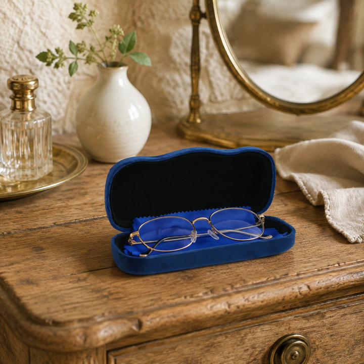 Blue Velvet Glasses Case