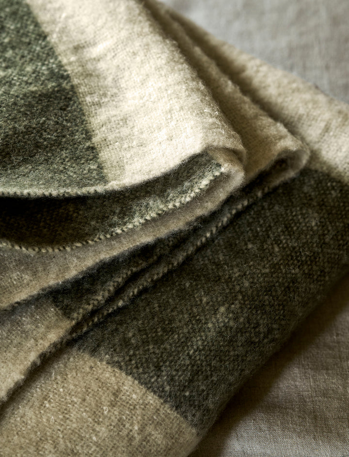 Leigh Throw Wide Stripe - Wool, Moss
