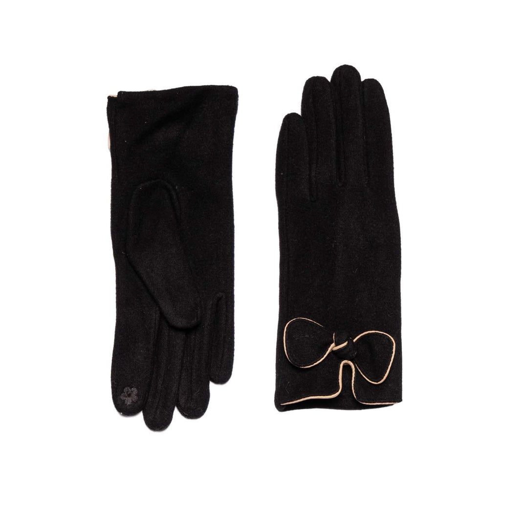 Bow Detail Touchscreen Gloves - Black
