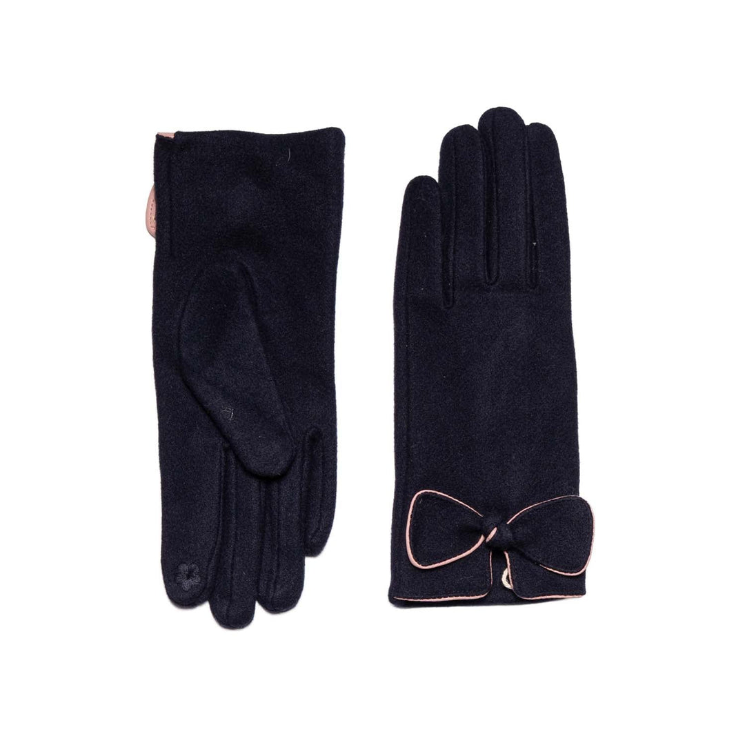 Navy Bow Detail Touchscreen Gloves