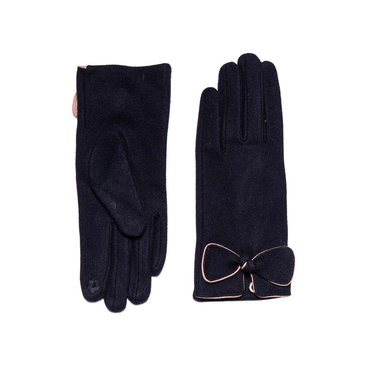Navy Bow Detail Touchscreen Gloves