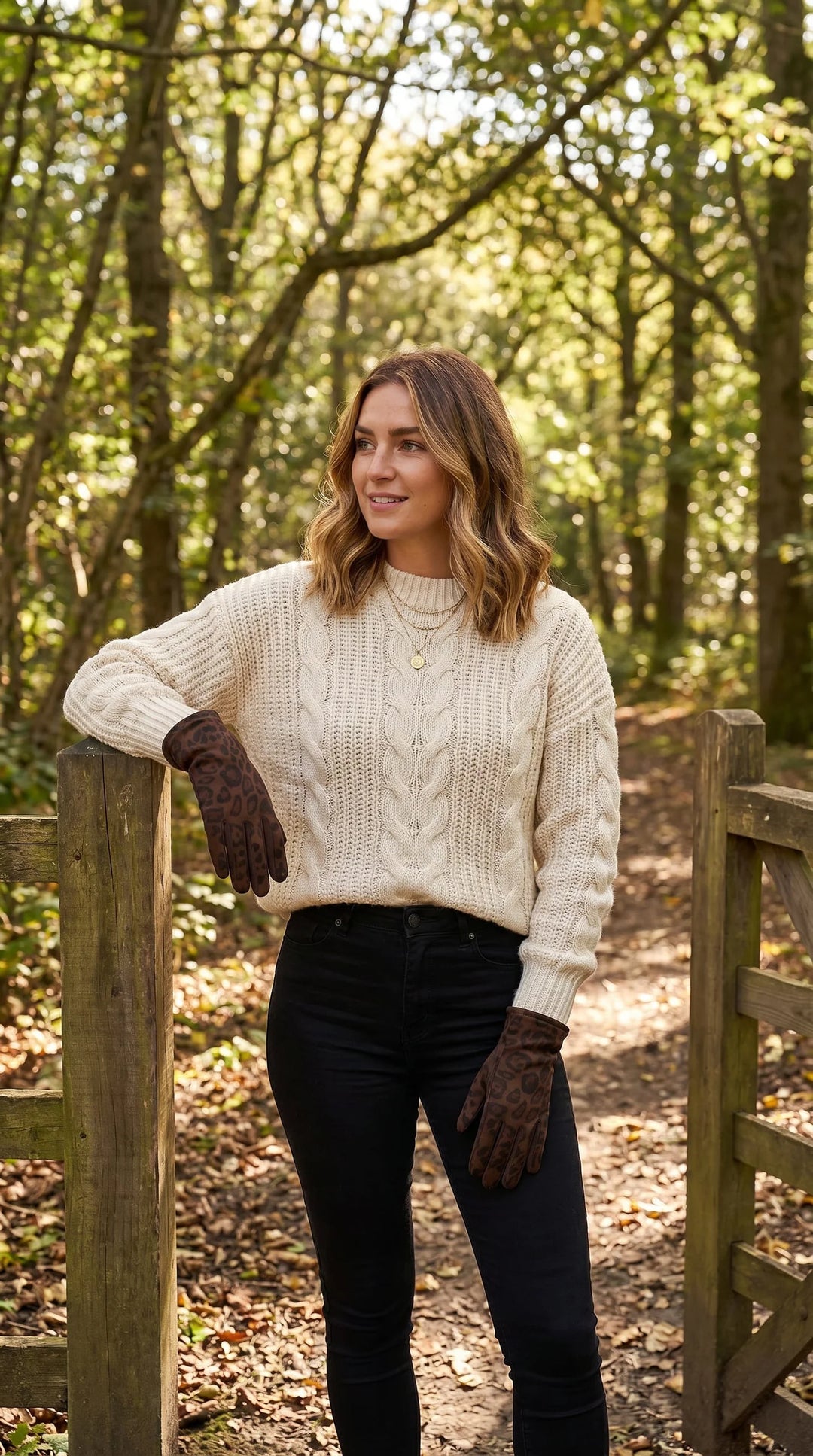 Chocolate Animal Print Touchscreen Gloves