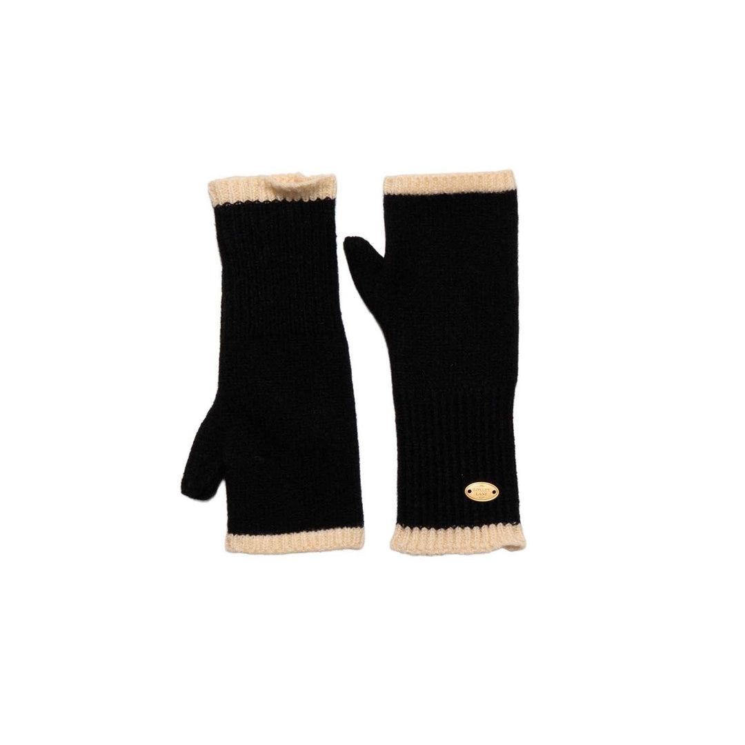 Black Fingerless Gloves with Colour-Block Border