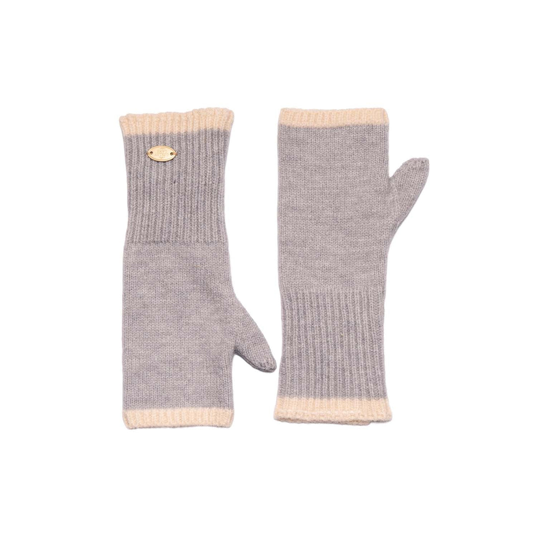 Grey Fingerless Gloves with Border Detail