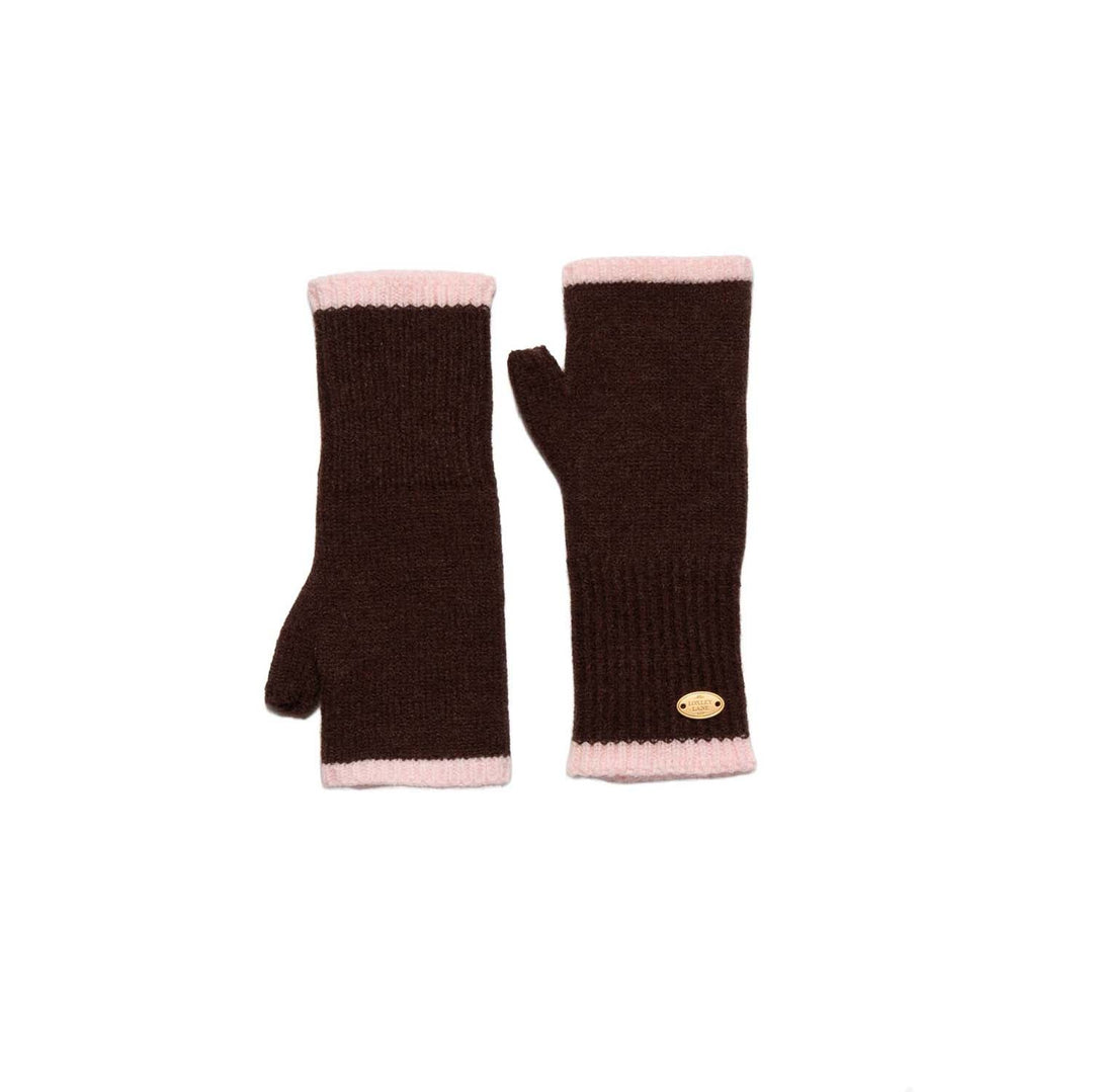 Pink Fingerless Gloves with Border Detail