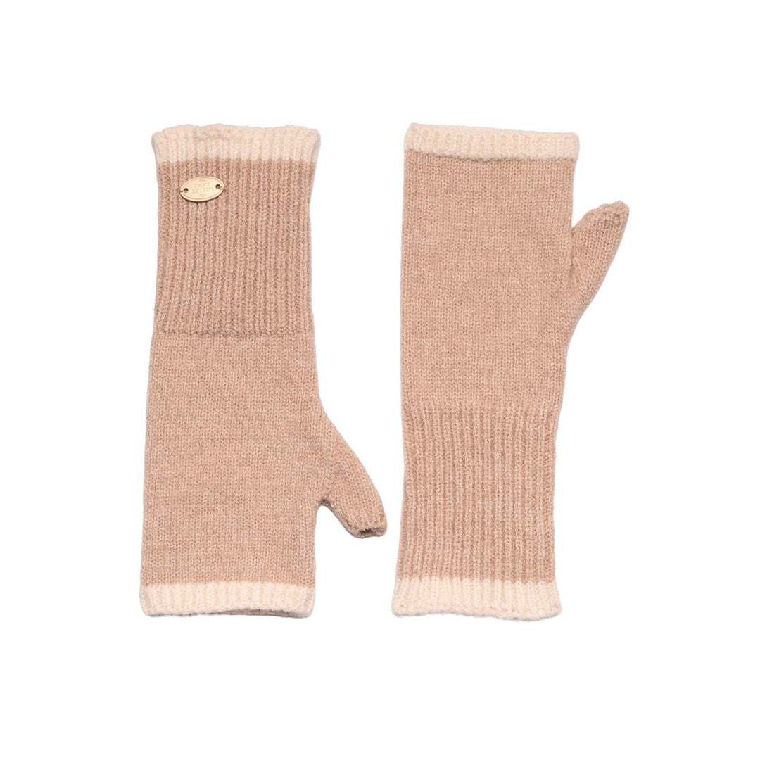 Caramel Fingerless Gloves with Border Detail
