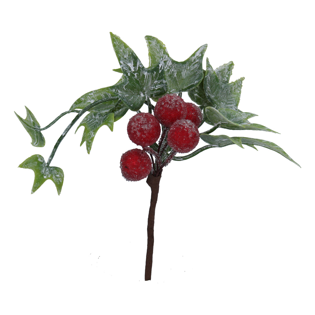 Frosted Ivy &amp; Red Berry Christmas Pick | Gisela Graham