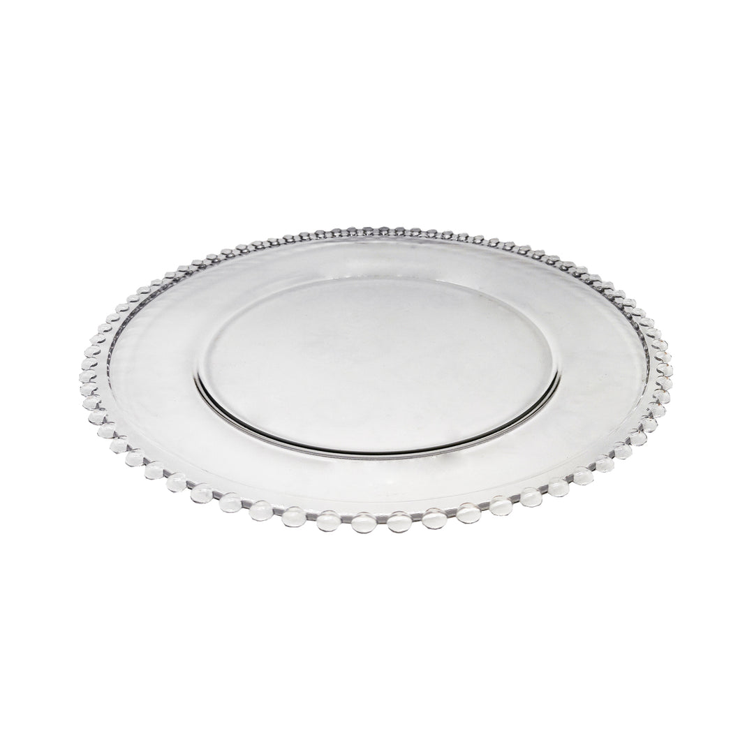 Elegant pearl glass plate by Cornucopia Home and Gift from My Gifts Trade collection, showcasing a smooth, reflective surface.