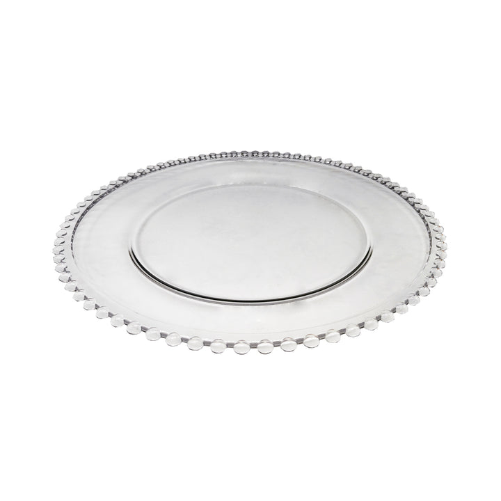 Elegant pearl glass plate by Cornucopia Home and Gift from My Gifts Trade collection, showcasing a smooth, reflective surface.