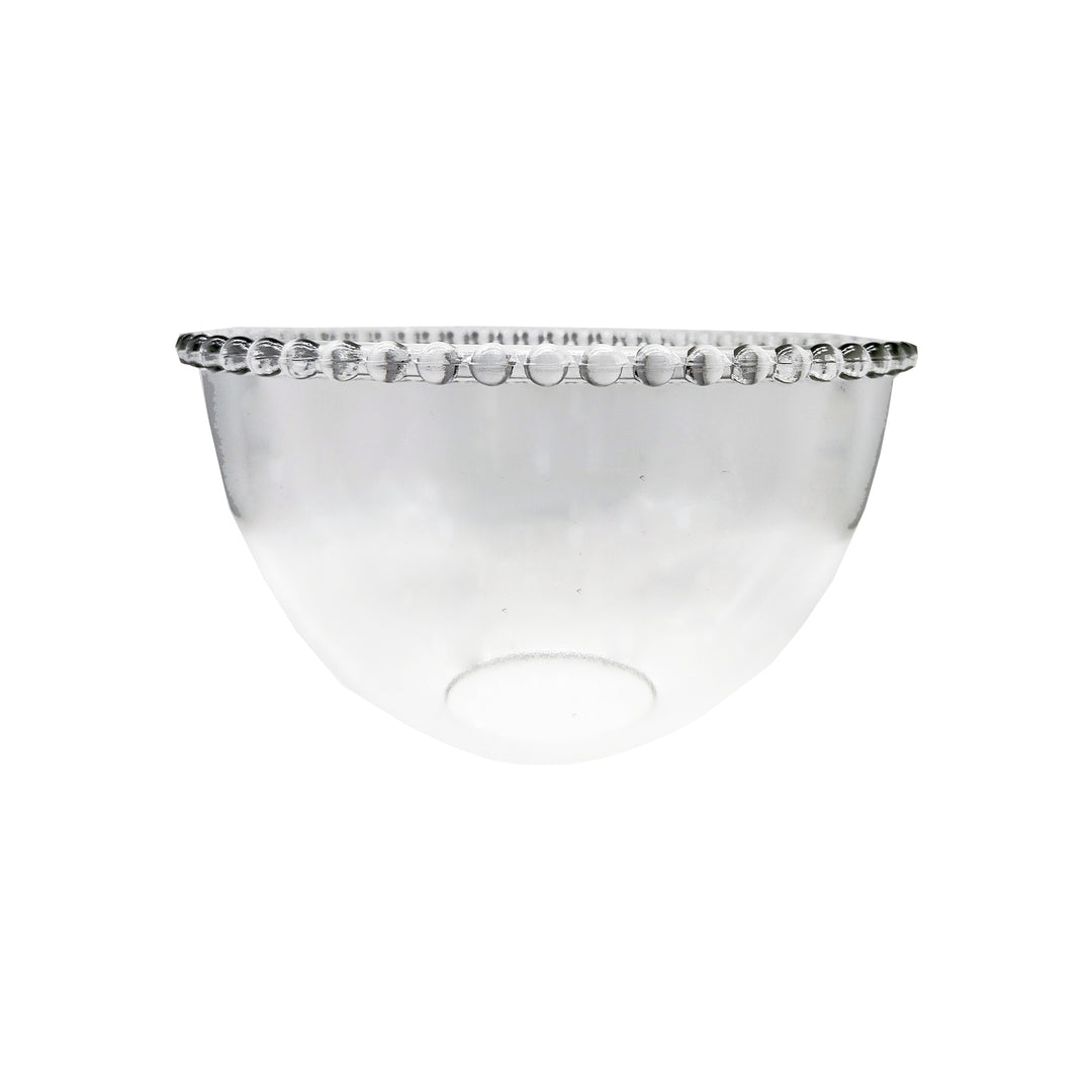 Pearl glass bowl by Cornucopia Home and Gift, featuring a smooth, shiny pearl finish and elegant round shape.