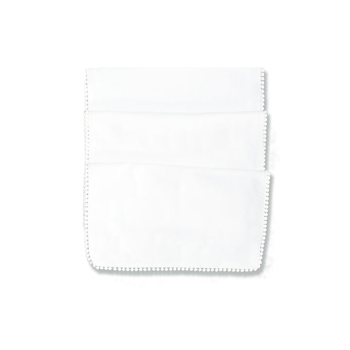 Pearl white French Knot table runner by Cornucopia Home and Gift, elegant textile decor with intricate stitching design.