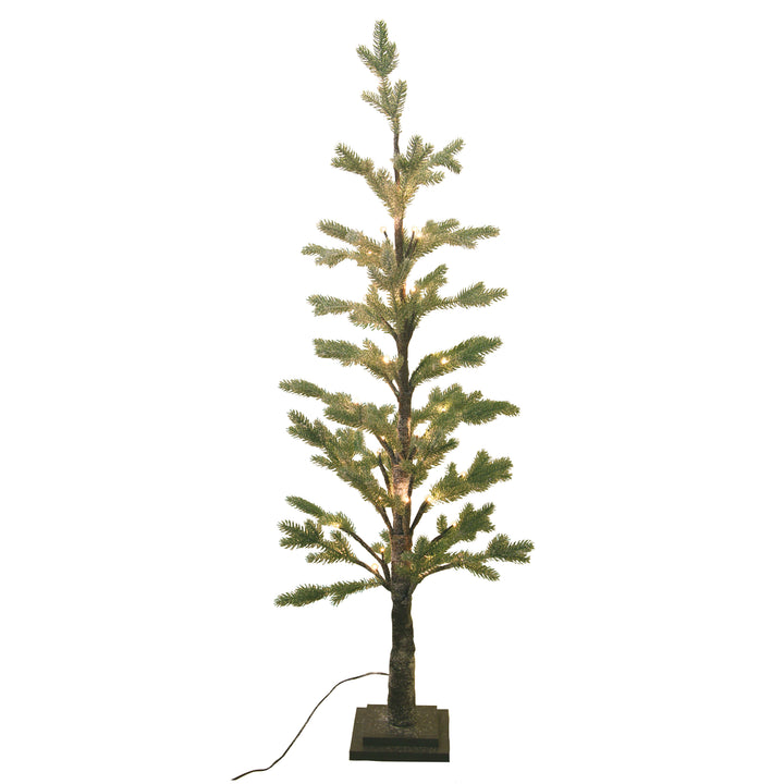 Small frosted Gisela Graham Christmas fir tree with lights, decorative holiday centerpiece by Cornucopia Home and Gift