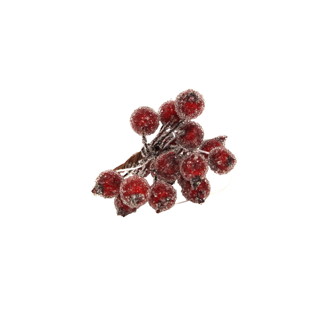 Gisela Graham Frosted Holly Berry Bunch, 7cm, Christmas decorative floral arrangement with frosted holly and berries.
