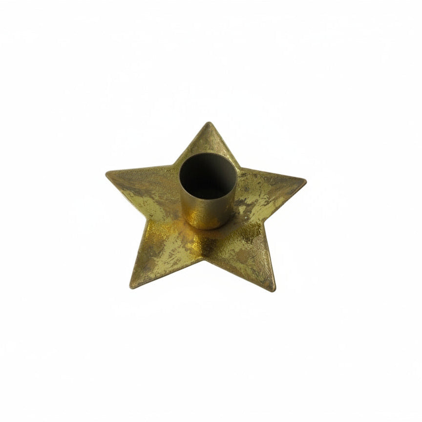 Gold star candle holder from Cornucopia Home and Gift’s Giftware Trading Christmas ’25 collection, featuring a shiny gold finish and star design.