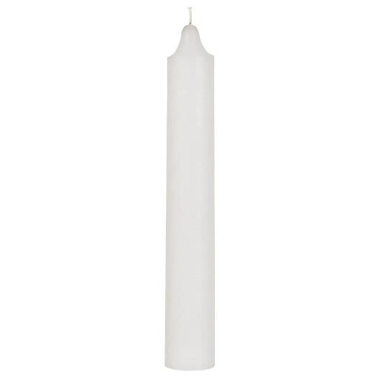 White rustic candle from IB Laursen Summer collection, displayed on a wooden surface with a cozy, vintage-inspired design.