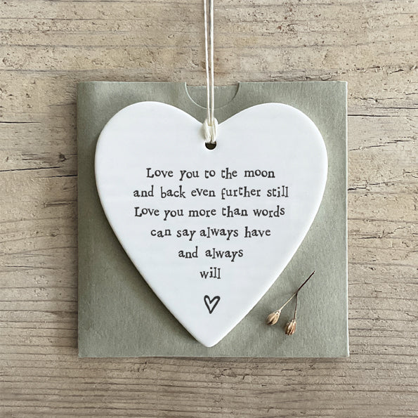 Porcelain Round Heart – Love You to the Moon