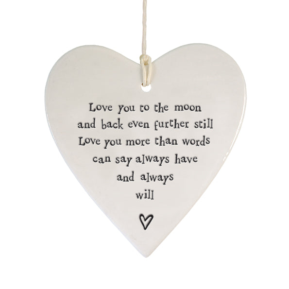 Porcelain Round Heart – Love You to the Moon