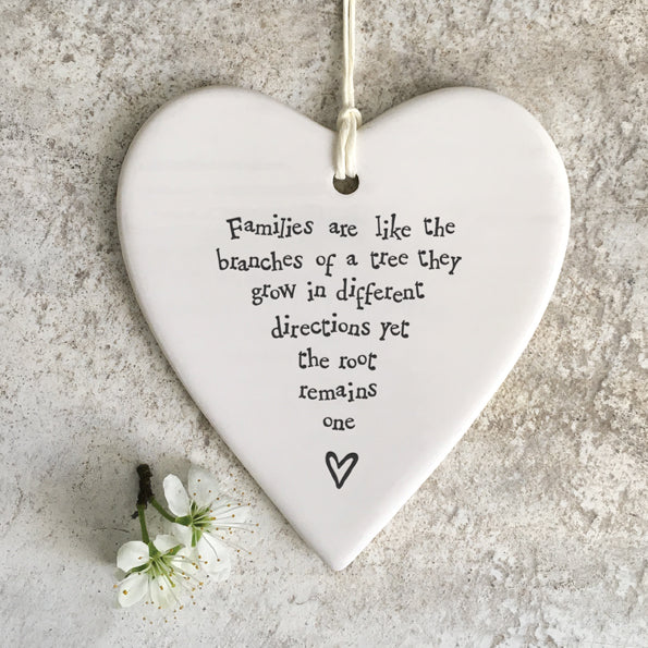 East of India Porcelain Round Hanging Heart – Families Are Like...