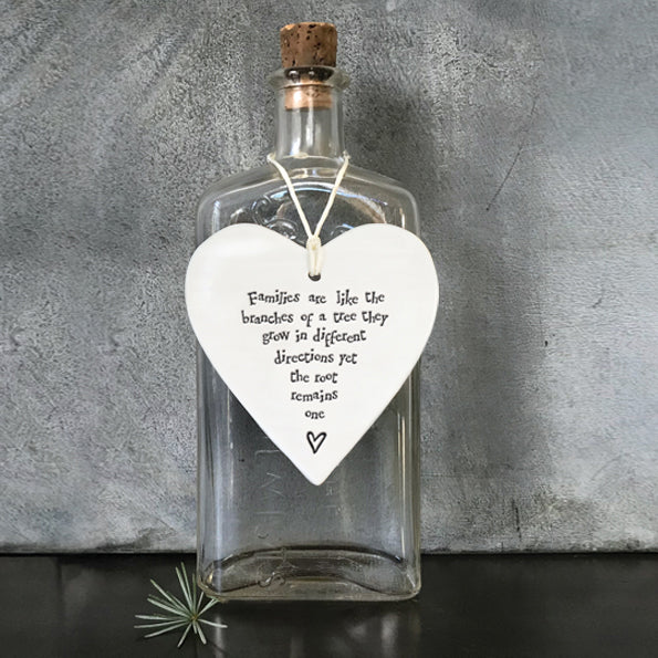 East of India Porcelain Round Hanging Heart – Families Are Like...