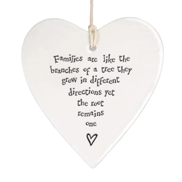 East of India Porcelain Round Hanging Heart – Families Are Like...