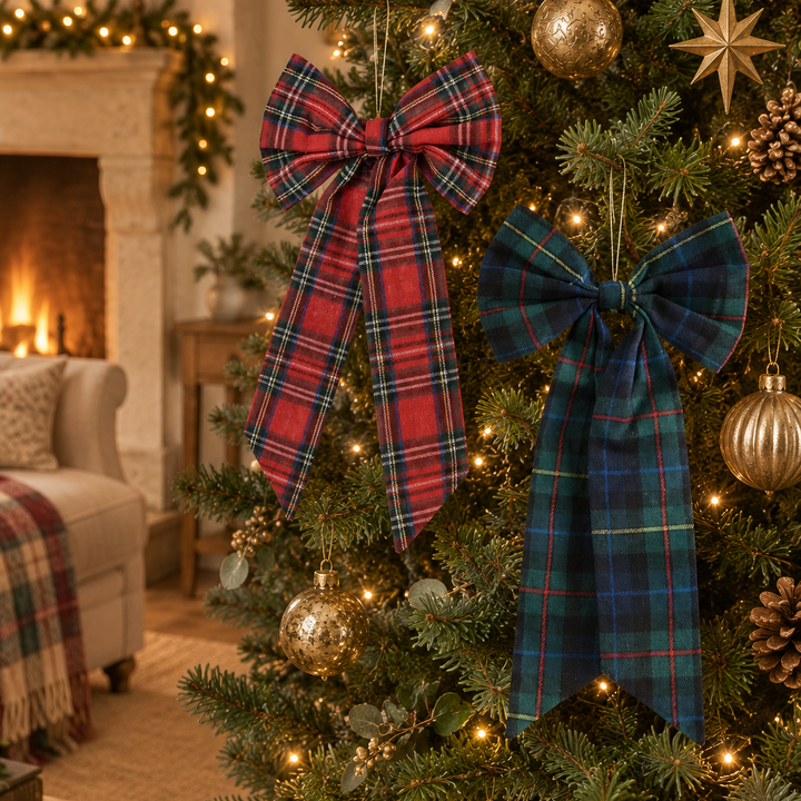 Tartan Christmas Tree Bows - 2 Assorted Designs