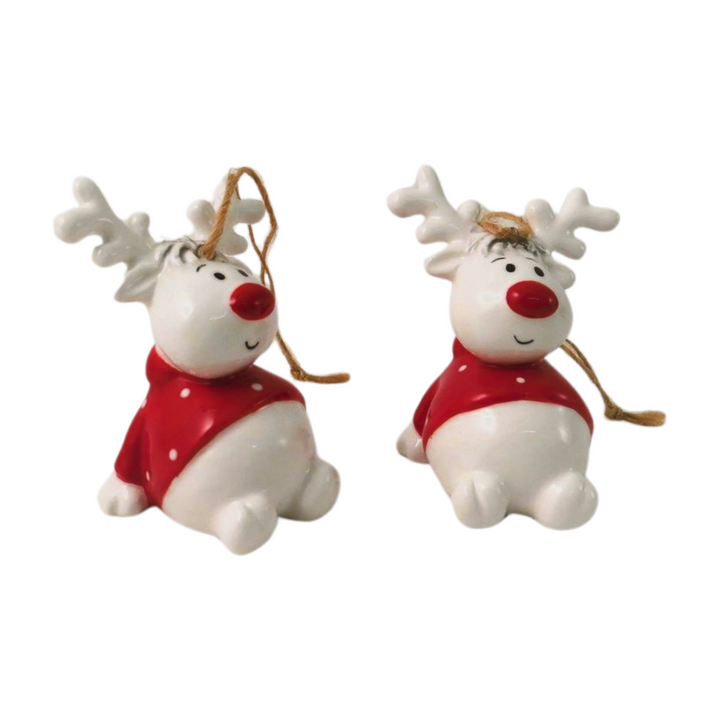 Sitting Ceramic Reindeer Tree Decoration