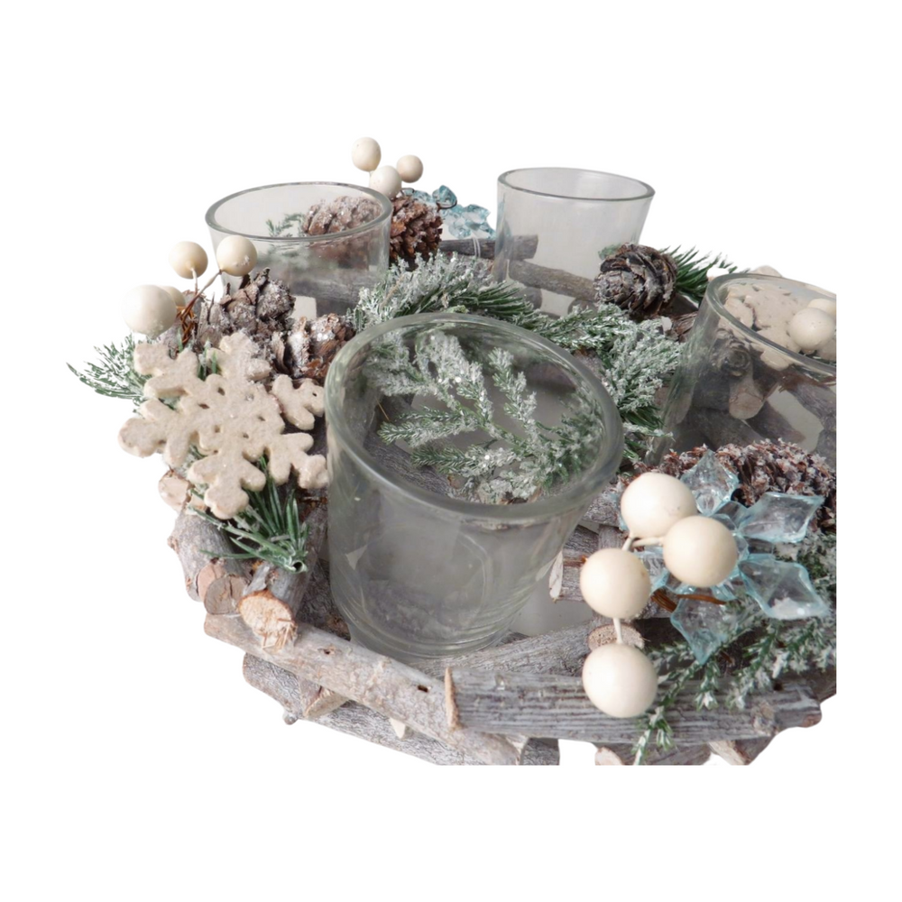 Snowflake-shaped tea light holder from Cornucopia Home and Gift, festive Christmas giftware décor for holiday ambiance.