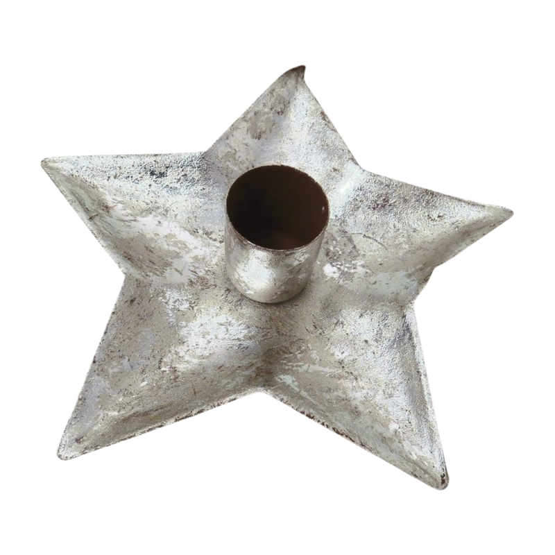 Large silver star candle holder from Cornucopia Home and Gift, ideal for Christmas giftware decor and festive table displays.