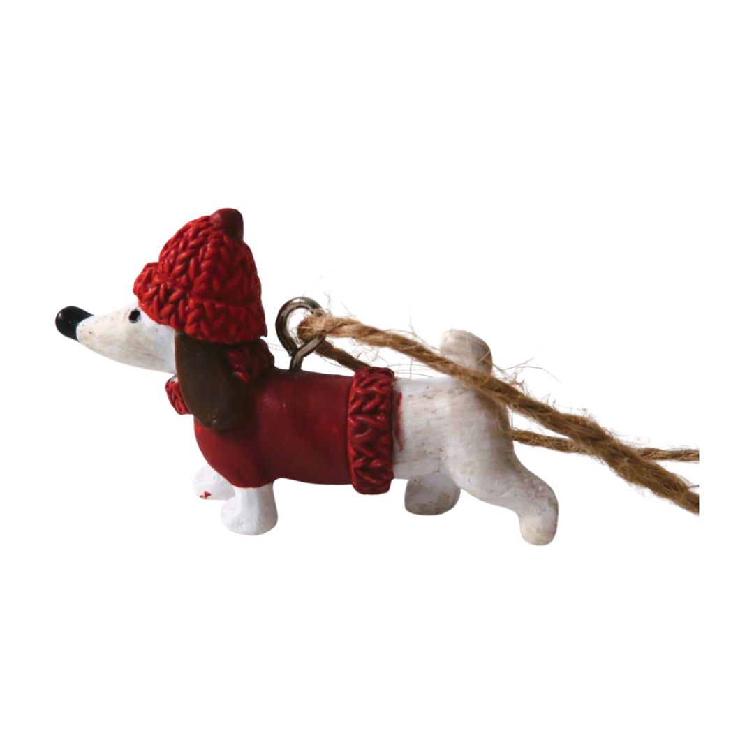 Dog hanging decoration from Cornucopia Home and Gift, a festive Christmas giftware ornament with a cute dog design.