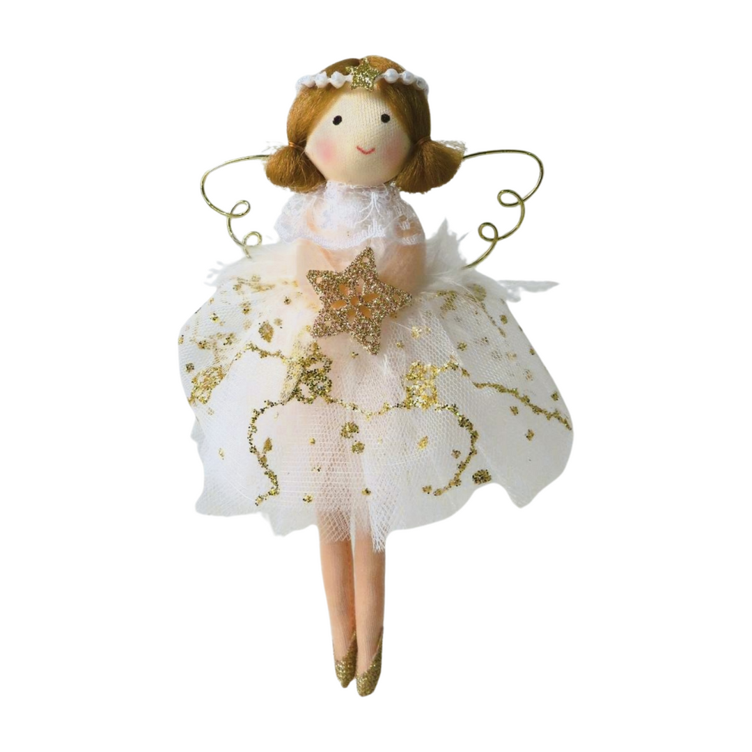 Gold Fabric Angel Tree Decoration