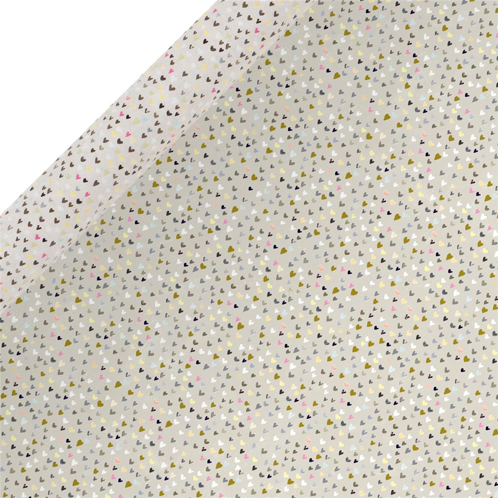 Cream Hearts Gift Wrap Roll 4m