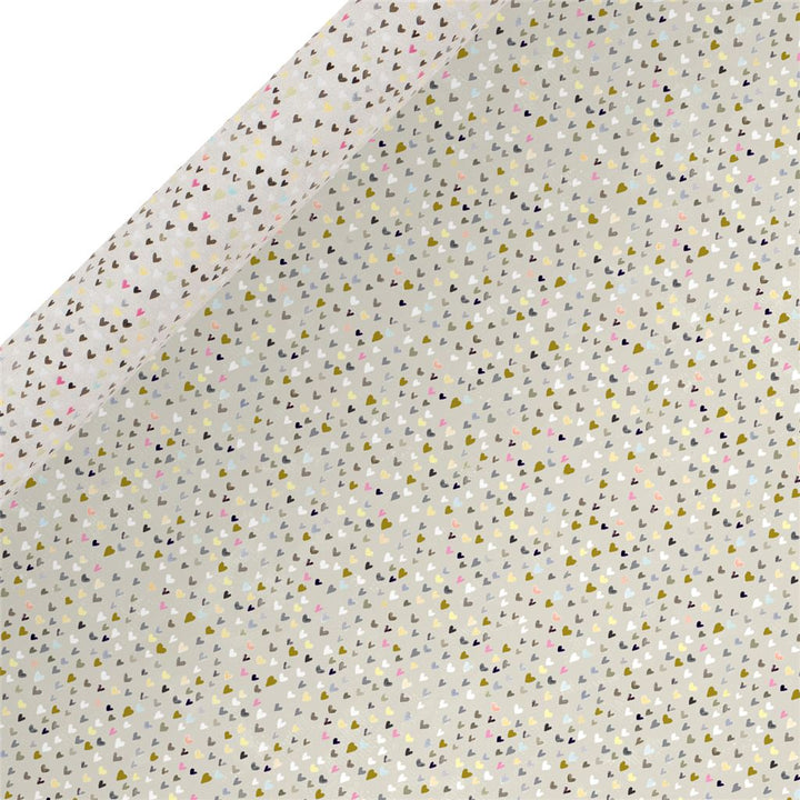 Cream Hearts Gift Wrap Roll 4m