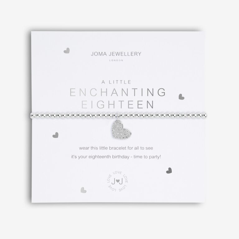 A delicate silver bracelet from Joma Jewellery's A Little Enchanting 18 collection, featuring charm accents and adjustable chain.