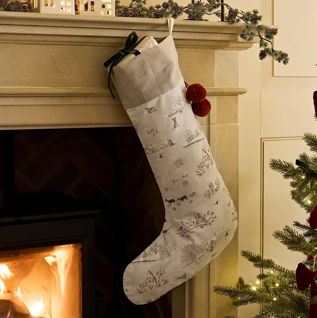 Snowy Village Christmas Stocking