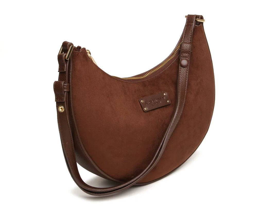 Chocolate Kensington Suedette Shoulder and Crossbody Bag