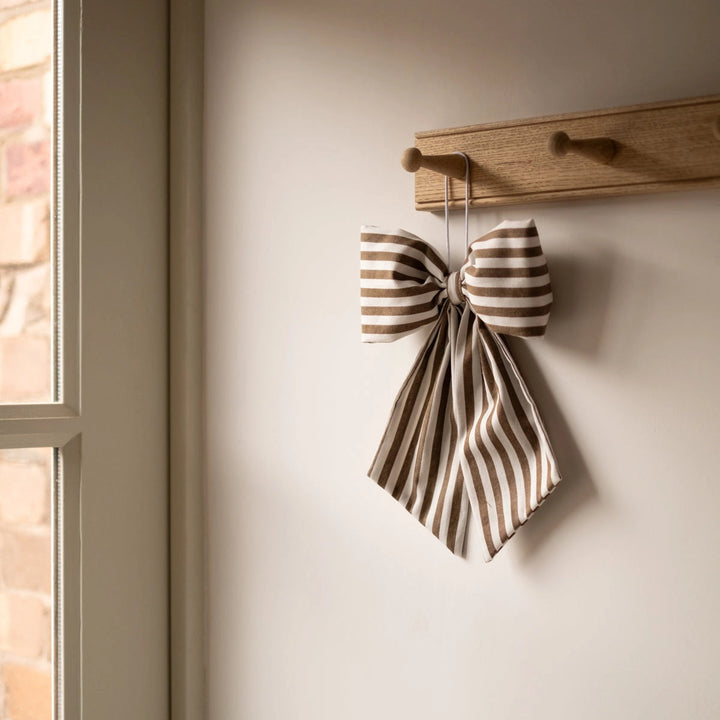 Brown Large Stripe Hanging Bow
