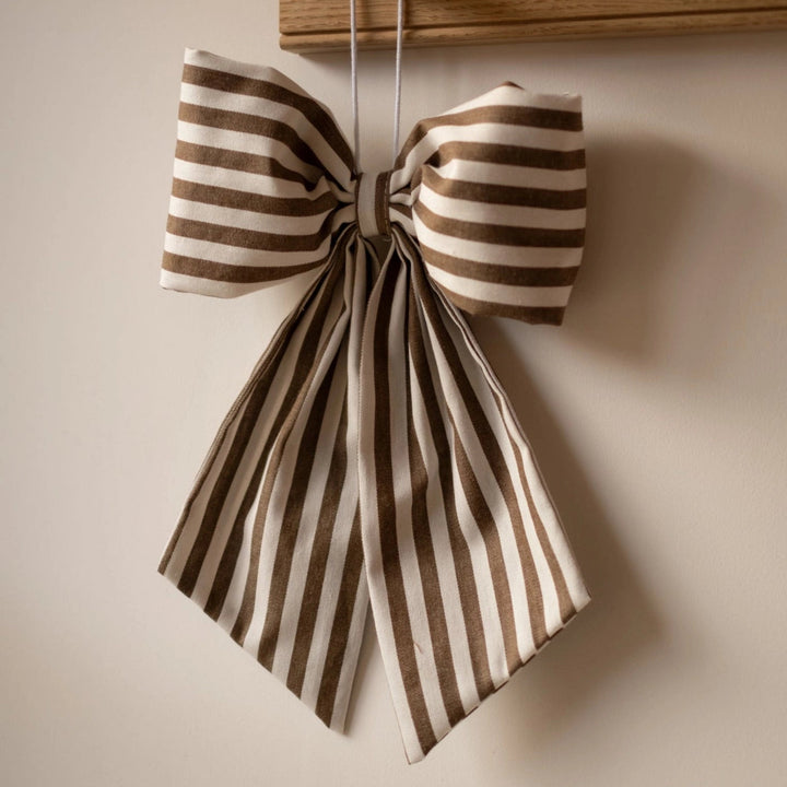 Brown Large Stripe Hanging Bow