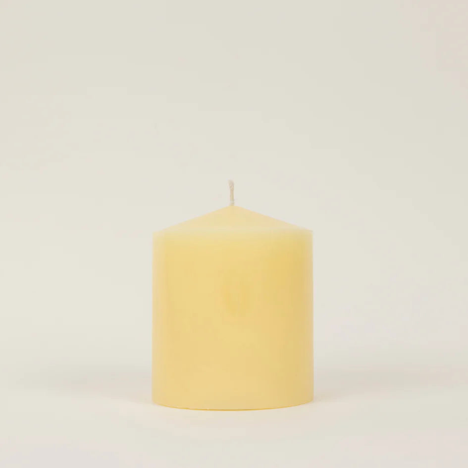 St Eval 4x5 inch church candle with white wax and simple design, ideal for religious or decorative use.